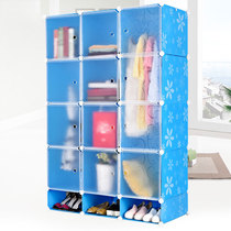 Simple wardrobe assembly Household bedroom Modern simple cabinet rental room Imitation solid wood storage hanging plastic common wardrobe