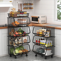 Kitchen shelf Household punch-free storage rack Multifunctional floor-to-ceiling multi-layer vegetable and fruit storage rack storage frame