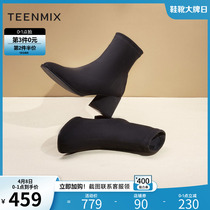 Day Beauty Casual Fashion Boots Woman 2021 Winter new round head coarse heel Lean Boots Leather Boots Short Boots Mall the same