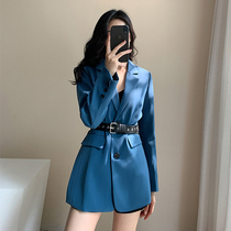 2021 Autumn New Net red Leisure senior sense fried street temperament small suit blue English suit jacket women