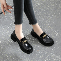 Lefoe Shoes Woman Spring Autumn 2022 New Leather Single Shoes Spring Leather Flat Bottom Small Leather Shoes Inn Girl Shoe Spring Festival