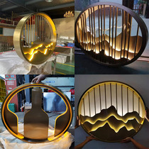 Custom new stainless steel round rockery screen partition hotel Chinese grille luxury living room metal background wall