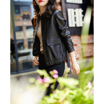 The year of the light sense of handsome standing collar short sheepskin motorcycle coat female PY236200AG