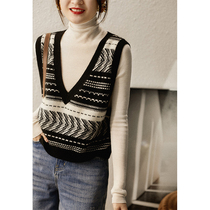 The Smiling Culverts Extravagant Elegant Tide Fashion V Collar Pure Cashmere Waistcoat Knit Vest Woman ZZU464916AG