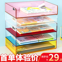 Student supplies acrylic desktop book storage rack high-end colorful small bookshelf desk file artifact