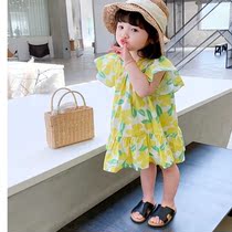 Girls dress 2021 summer new style floral dress baby short-sleeved princess dress childrens skirt flower tide