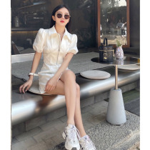 Early Spring 2022 New Womens Dress Design Sensation Small Crowdsourced High Sense White Polo Denim Dress Skirt Summer