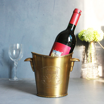 Nordic American imported handmade brass copper hot selling creative 1978 binaural small ice bucket ice bucket flower bucket