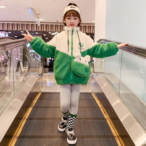 Girls coat winter 2021 new children plus velvet Padded cashmere coat in the big children autumn and winter fashion tide