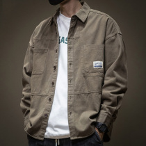 Toody long sleeve shirt mens Tide brand autumn and winter plus velvet thickened Korean trend loose denim jacket casual shirt