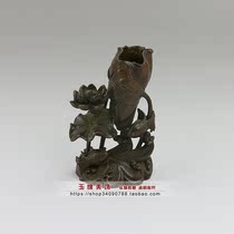 Antique do old pure copper red copper lotus leaf lotus fish incense cuttings copper carved tea pet Incense Road small ornaments