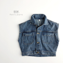 ShouldshouldEdition type of hymn ~ retro denim color ~ Korean version childrens new spring fall male girl Machian air-relaxed tide