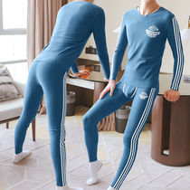 Mens autumn clothes and trousers set mens thermal underwear autumn and winter thin youth slim velvet leggings