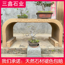 Huian stone carving antique Villa courtyard bonsai table Stone headline table outdoor New Chinese garden granite flower stand