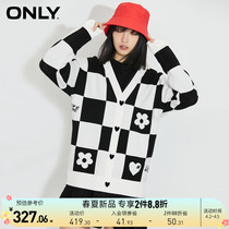 ONLY2022 Spring Summer New Fashion Chessboard G Casual Cartoon Outside of the Knitted Sweatshirt Woman 12213B019