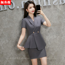 Gray professional dress suit summer high-end temperament beauty master hotels front desk wear short-sleeved suit work clothes