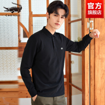 Crocodile long sleeve polo shirt men Spring and Autumn solid color wild wild lapel collar 2021 new cotton T-shirt loose Joker trend