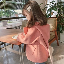 Girls hair Han version jacket 2021 new Son Great Clothes Spring Autumn Winter Clothing Thickened Children Foreign Air Baby Blouse