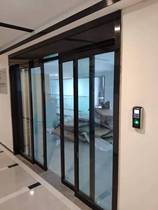 Automatic induction door electric moving door customized office building stainless steel with frame tempered glass package installation