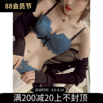 Underwear women without steel rings gather small breasts lace flowers sexy bra set adjustable breathable bra thin section