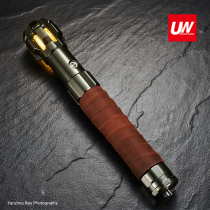 Spot UW Crazy horse leather cowhide wrapped leather hammer pixel blade laser sword COS