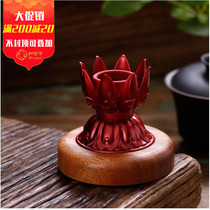 New Tokuda rotary sutra wheel solid wood base Tibetan Tantric hand-cranked rotary sutra cylinder Lotus seat Lotus table aperture 2 2cm