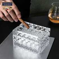Czech imported crystal glass dual-use double-layer cigar ashtray living room office creative storage gift box