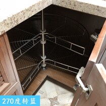Kitchen cabinet stainless steel rotating corner pull basket 180 degrees 270 degrees 360 degrees turn basket double shelf kitchen