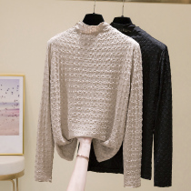 Pregnant women base shirt long sleeve half high collar jacquard jacket womens T-shirt interior warm fashion loose wear autumn and winter clothes