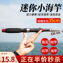 Fishing Rod mini sea pole set fishing small sea pole ultra short section portable swing Rod full set of rock Rod Luya sea pole throwing Rod