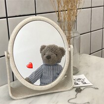 Korean dormitory desktop mirror handle makeup mirror ins Wind girl heart simple Taotao Princess Mirror dressing mirror