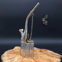 Vintage white copper gilt silver hookah Fu Lu Shou pure copper pipe Republic of China vintage hookah double hookah cigarette rod