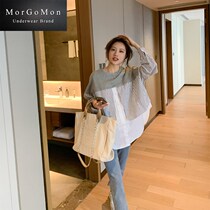 MORGOMON maternity dress stripes new fashionable sweater shirt fashion loose versatile top LL0827