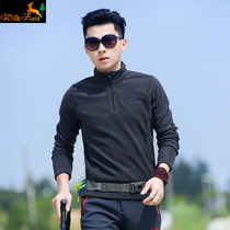 Outdoor spring and autumn fleece jacket mens stand collar fleece pullover sweater running mountaineering outdoor long sleeve base shirt men