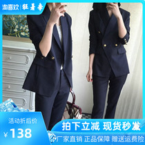 Casual suit suit womens summer thin British style slim professional Korean version of fashion temperament fried street suit jacket