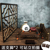  Retro Chinese style pane light and shadow photo Chinese style photography props decoration artifact Food shooting background board