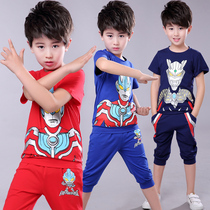 Ottman clothes children short sleeves 2022 new boys summer clothing pure cotton suit boy handsome tide Summer child clothing