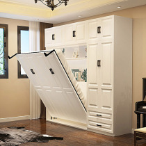 Invisible bed wardrobe integrated multifunctional small apartment solid wood folding bed space saving Wall bed study wardrobe integrated