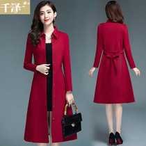 Windbreaker womens medium and long 2021 spring and autumn new fashion temperament large size waist thin over-the-knee thin jacket