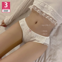 Sweet department less girls underwear lady lace side cotton medium low waist day Department pure desire pure cotton crotch student triangular shorts