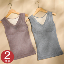 Autumn and winter warm vest ladies plus velvet thickened lace tight body cotton underwear bottoming cold harptop