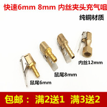 Tire valve inflation Chuck pure copper Chuck type air nozzle tire pressure gauge hose conversion joint 6mm8mm