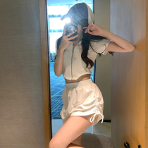Sports Shorts Suit Womens Fashion Ocean Air 2022 New Summer Short Sleeves Expato Slim-Age Casual Running Two Sets