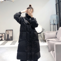 Down jacket women 2021 Winter wear new A version loose high collar long fashion white duck down explosive black coat