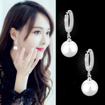 2021 Latest Ring Pearl Ear buckle Female Tide Pure Silver Ear Nail Superior Temperament Silver Ear Pendant