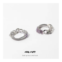 COOL GUYS purple gem chain index finger ring female niche design fashion personality ins style New Tide