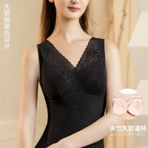 Autumn and winter new double-layer cotton-lined cloth plastic body body tight-fitting bottoming no chest pad warm vest female