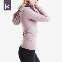 Keep Womens breathable sports coat quick-drying sweat-absorbing stretch fitness training hooded sleeve jacket 10618