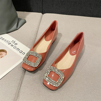 WUXIE㊙️I take a break from South Korea gentle wind square head spring and summer metal full drill decorated female shallow flat flat single shoes