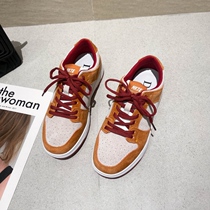 WUXIE French macarons foreign casual shoes leather single shoes flat plate shoes thick soles sneakers